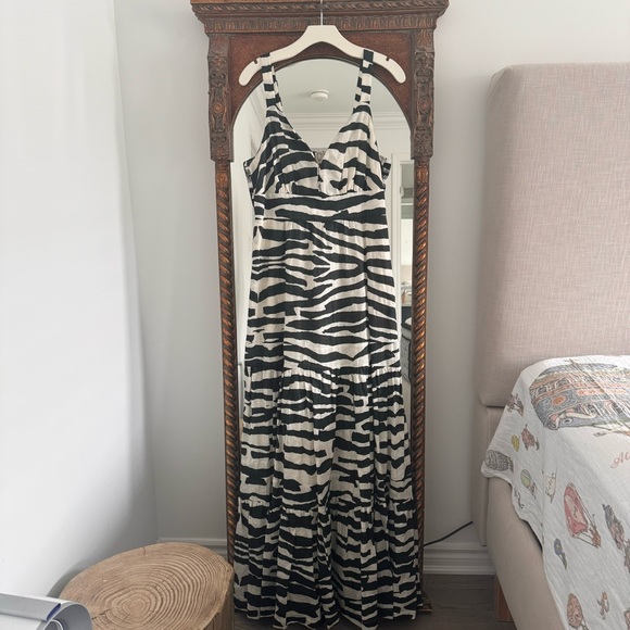 Anthropologie L Hope For Flowers Modern Zebra Print Linen Maxi Dress NWT organic - Picture 2 of 14